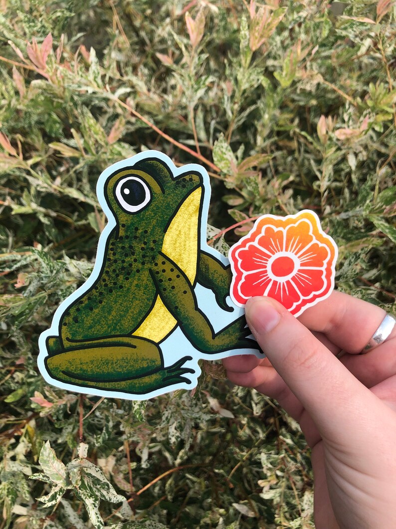 Frosch Sticker Glossy Vinyl Cottagecore Die Cut Sticker - Froggo Art ...