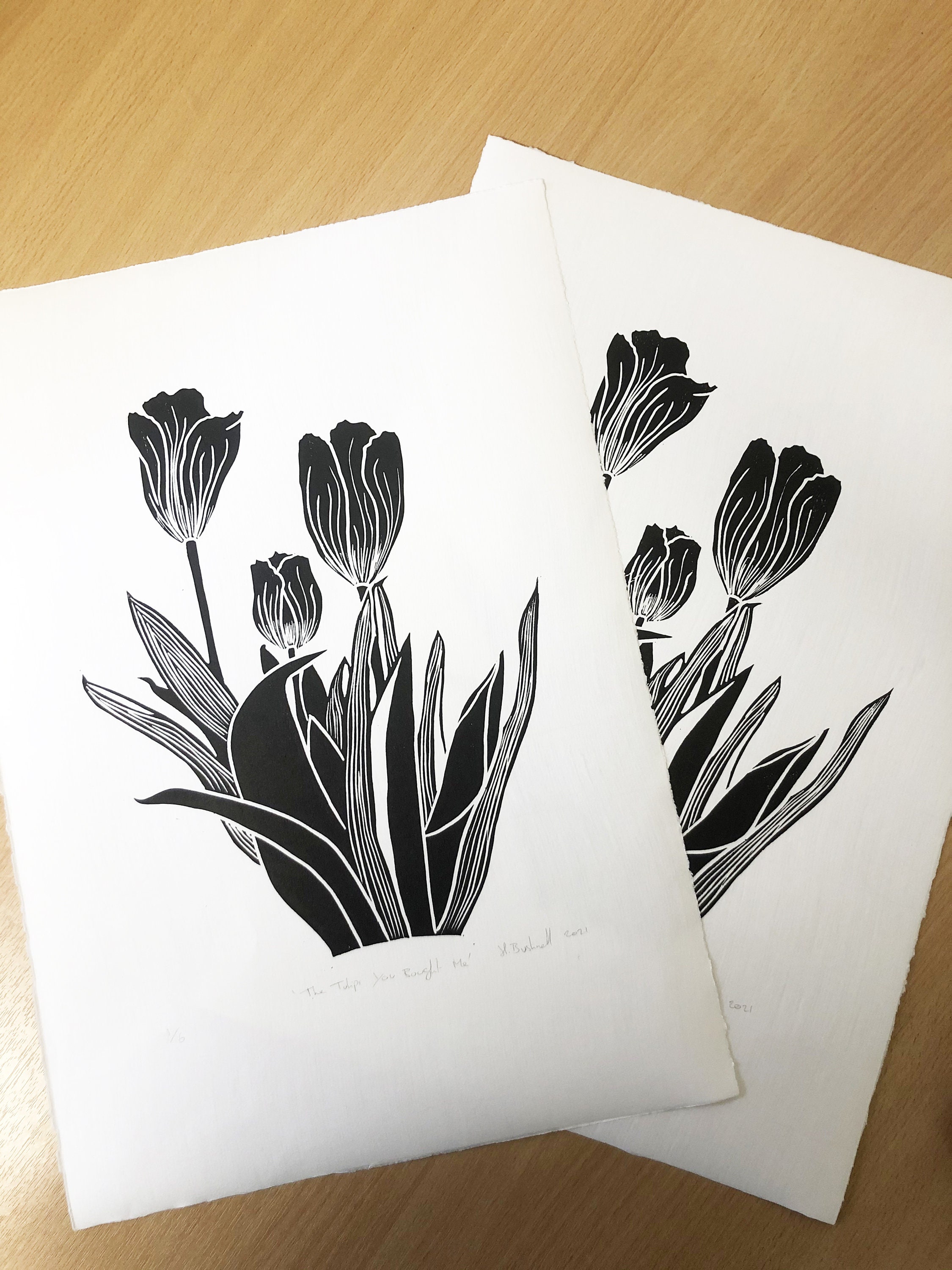 The Tulips You Bought Me Nature Lino Print Floral Art Wall Art Plant ...