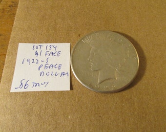 1.00 Face~1922-s Peace Dollar~90% Silver~Exact Coin Shown~.86 Troy Ounce~Free Shipping~Lot 154!