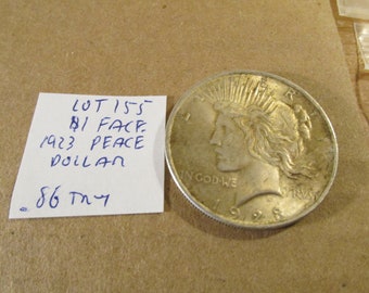 1.00 Face~1923 Peace Dollar~90% Silver~Exact Coin Shown~.86 troy oz~Free Shipping~Lot 155!