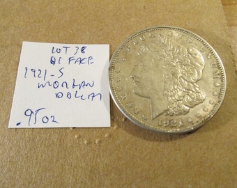 1.00 Face~1921-s Morgan Dollar~90% Silver~Exact Coin Shown~.95 oz~Free Shipping~Lot 38!