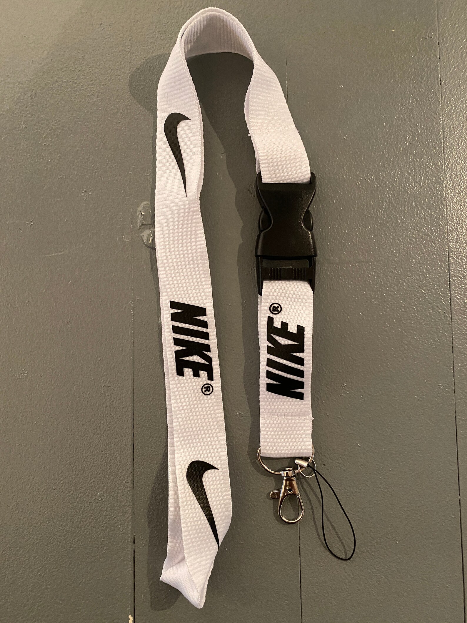 Nike White Black Lanyard Detachable Keychain Badge ID Holder Etsy