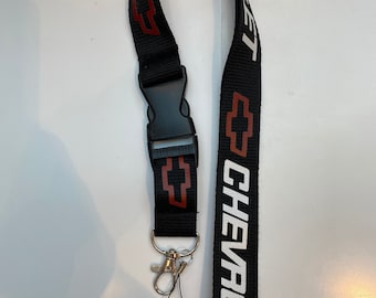 Chevrolet Chevy Racing Black Lanyard Detachable Keychain Badge ID Holder