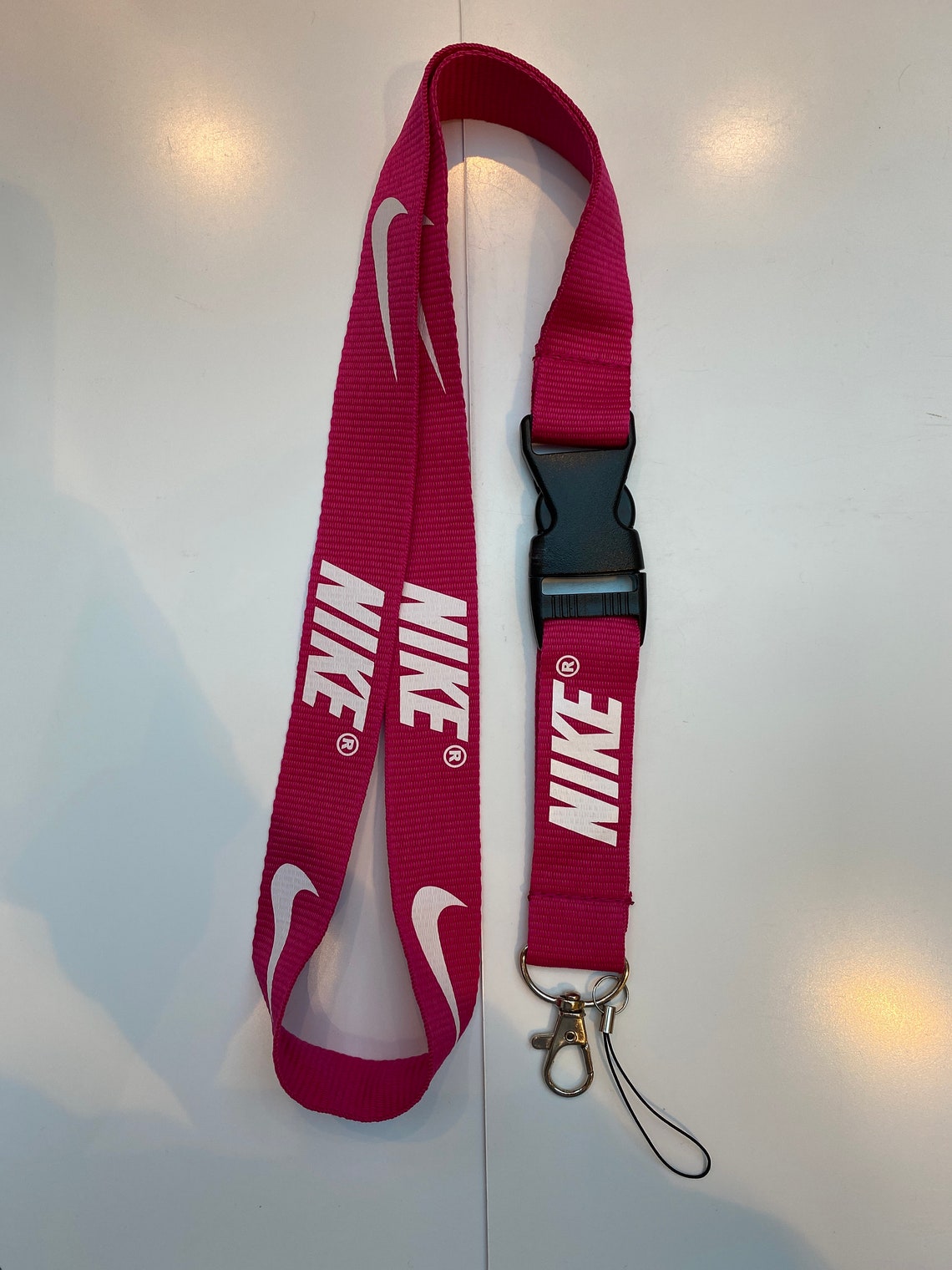 Nike Pink-white Lanyard Detachable Keychain Badge ID Holder - Etsy