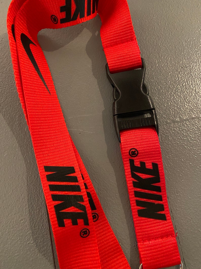 Nike Red Black Lanyard Detachable Keychain Badge ID Holder | Etsy