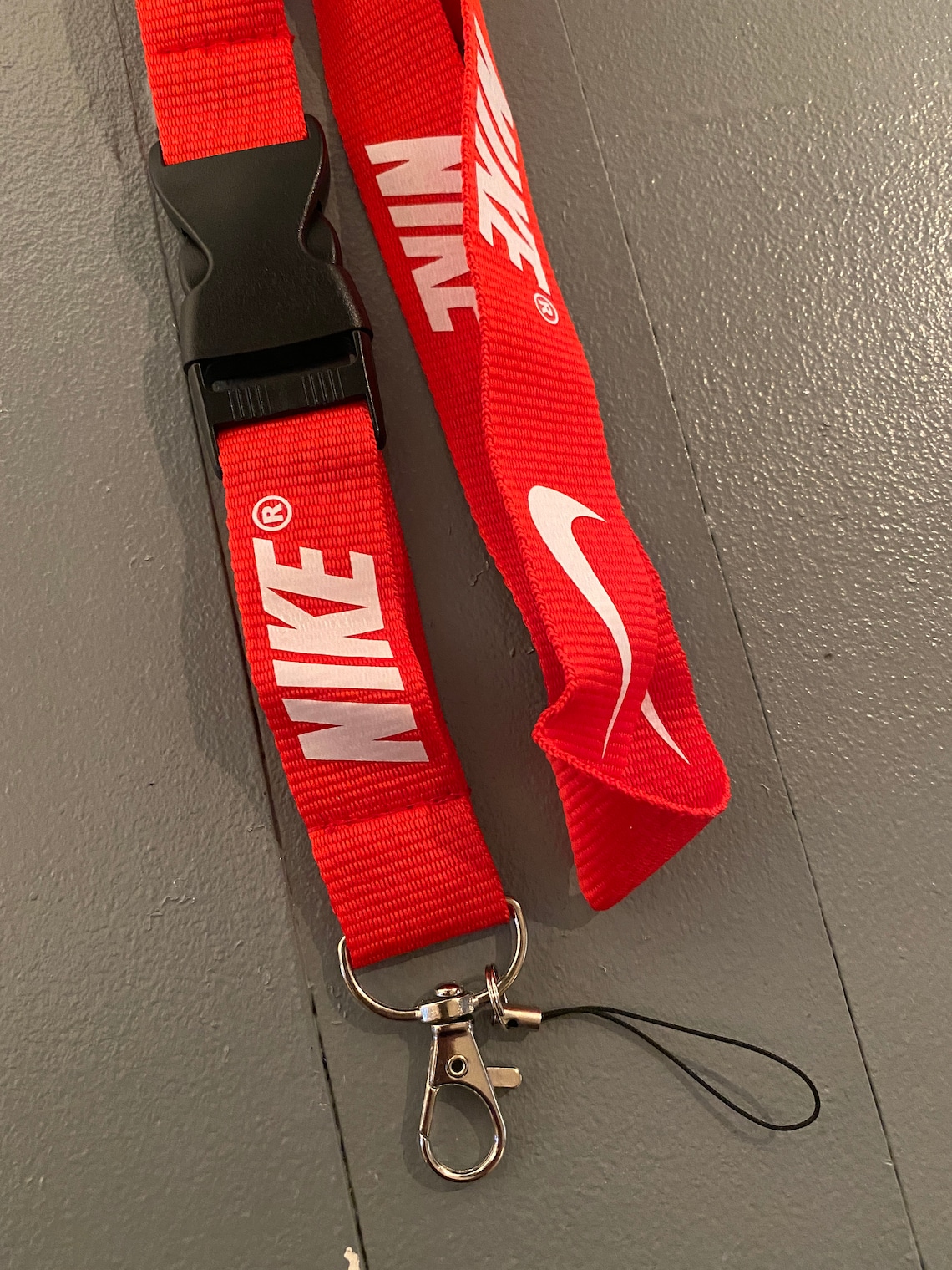 Nike Red White Lanyard Detachable Keychain Badge ID Holder Etsy