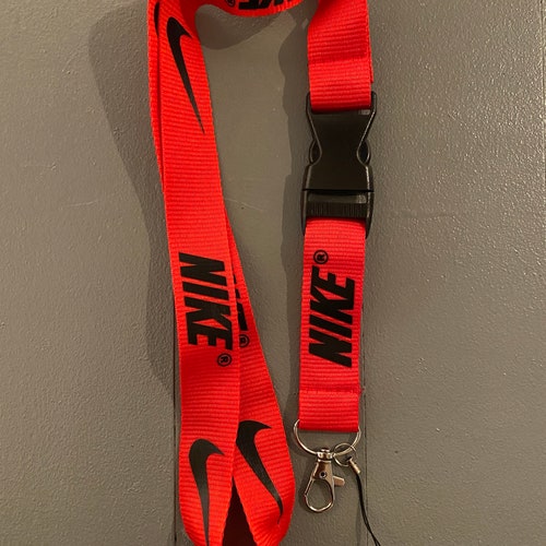 Nike Red Black Lanyard Detachable Keychain Badge ID Holder Etsy