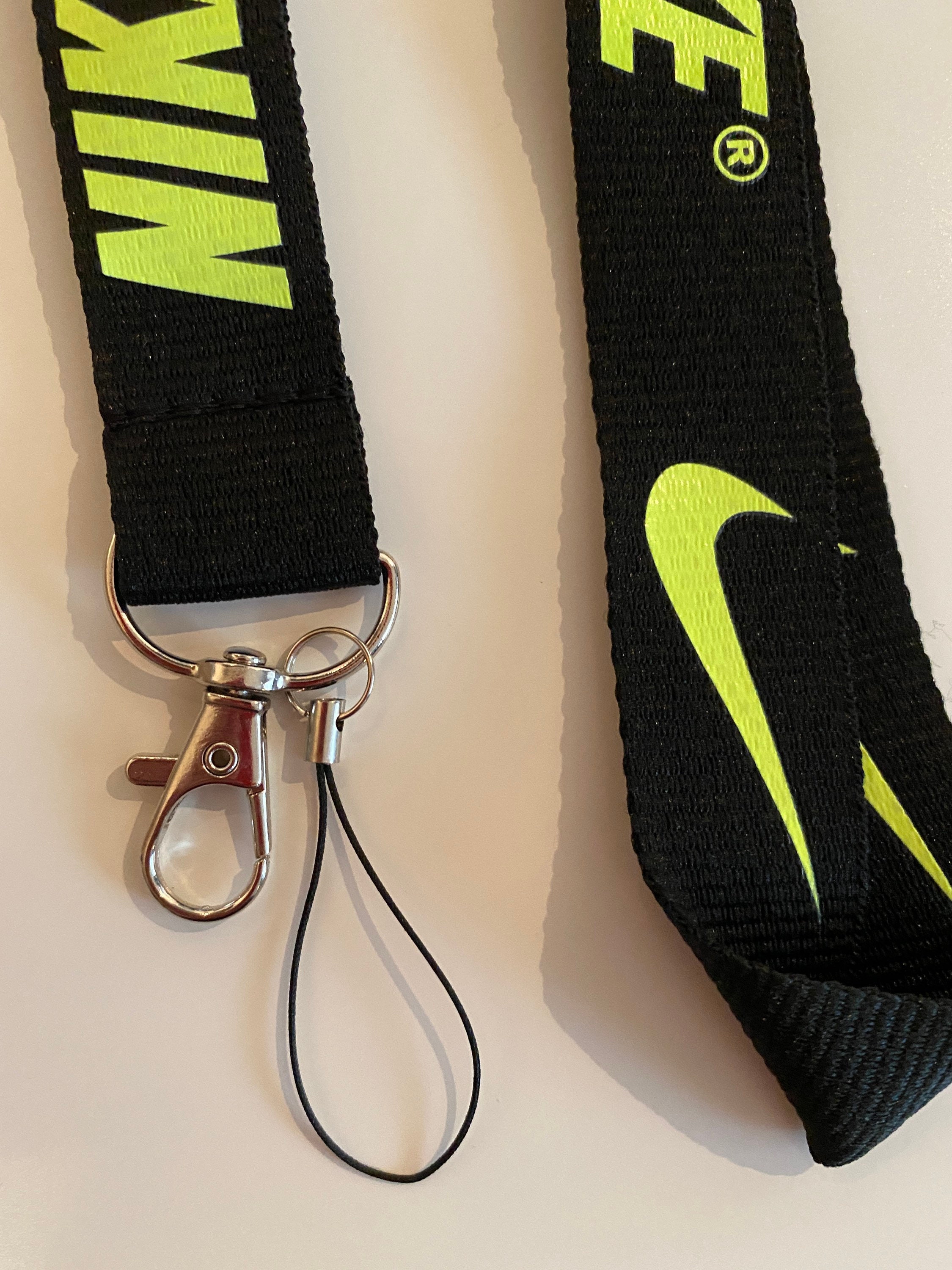 Nike Black Neon Lanyard Detachable Keychain Badge ID Holder Etsy