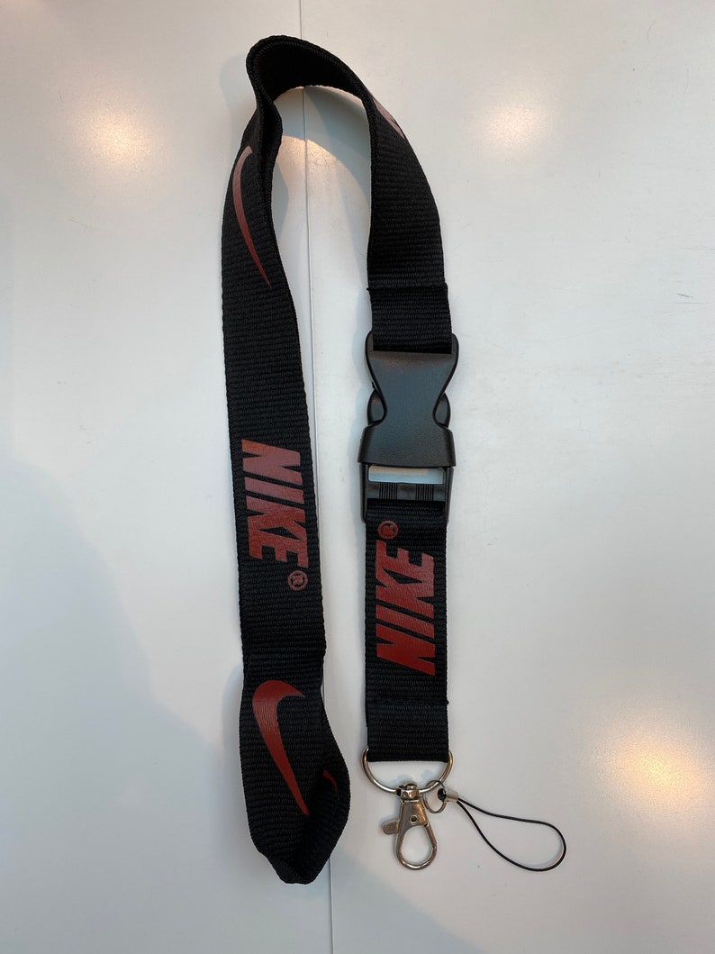 Nike Black Red Lanyard Detachable Keychain Badge ID Holder - Etsy