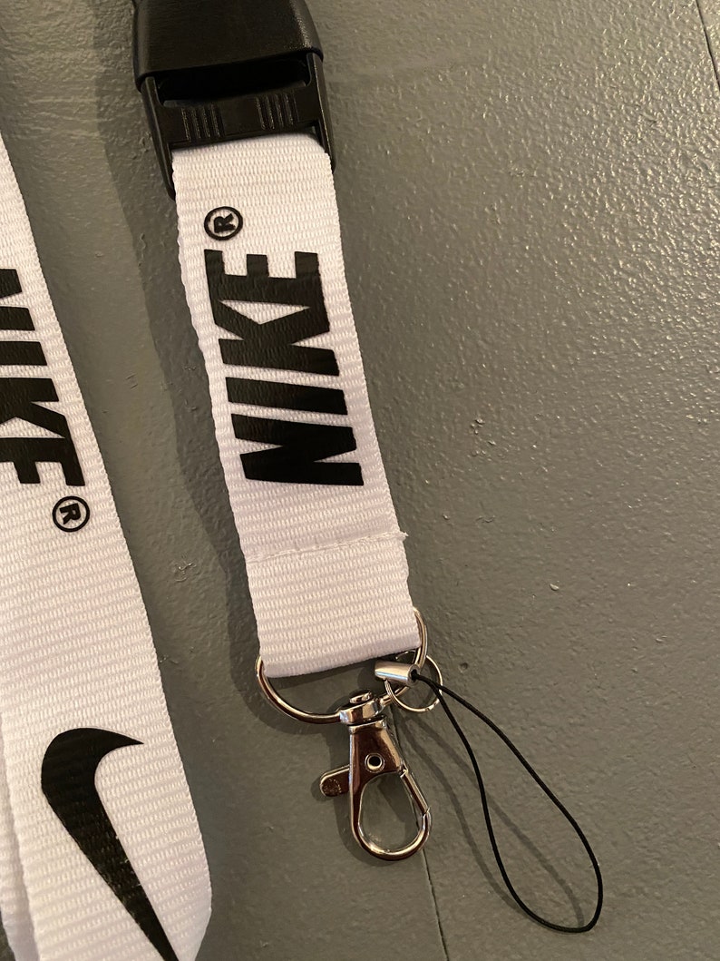 Nike White Black Lanyard Detachable Keychain Badge ID Holder - Etsy