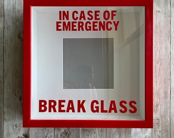 In Case of Emergency Break Glass | Fill-Your-Own Emergency Shadow Box - Funny Frame - Personalized Gift - Custom Wording - Gag Gift - Prank