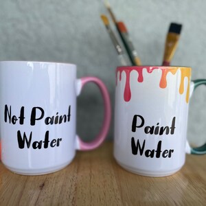 Paint Water Mug Ceramic Mugs Coffee Cups Milk Tea Mug Watercolor Paint  Water Artist Water Funny Not Drip Painter Brushes Brush - AliExpress