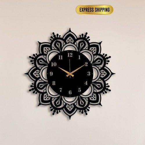 Black Gear Silent Oversize Clock Metal Large Wall Clock Etsy