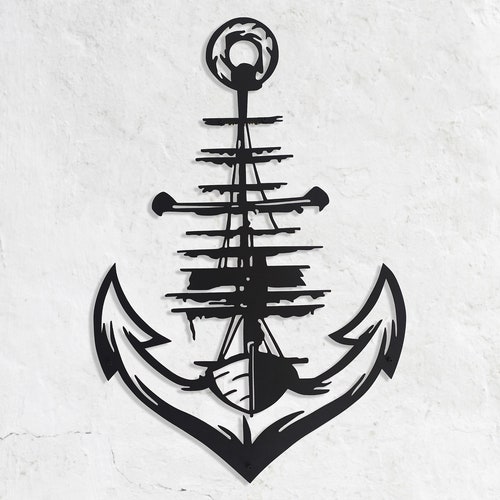 Metal Wall Art Ship Anchor Decor Geometric Metal Minimalist Etsy