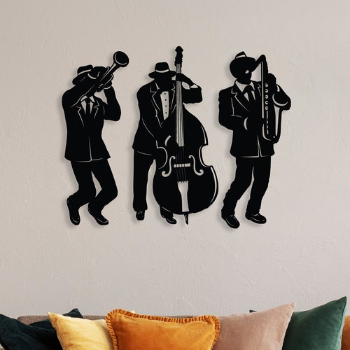 Jazz Trio Wall Decor Metal Jazz Group Sign New Orleans Jazz Etsy