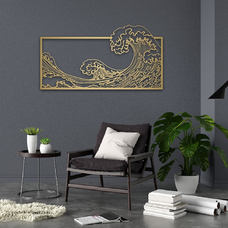 The Great Wave Metal Wall Art large Waves Metal Wall Decor Etsy