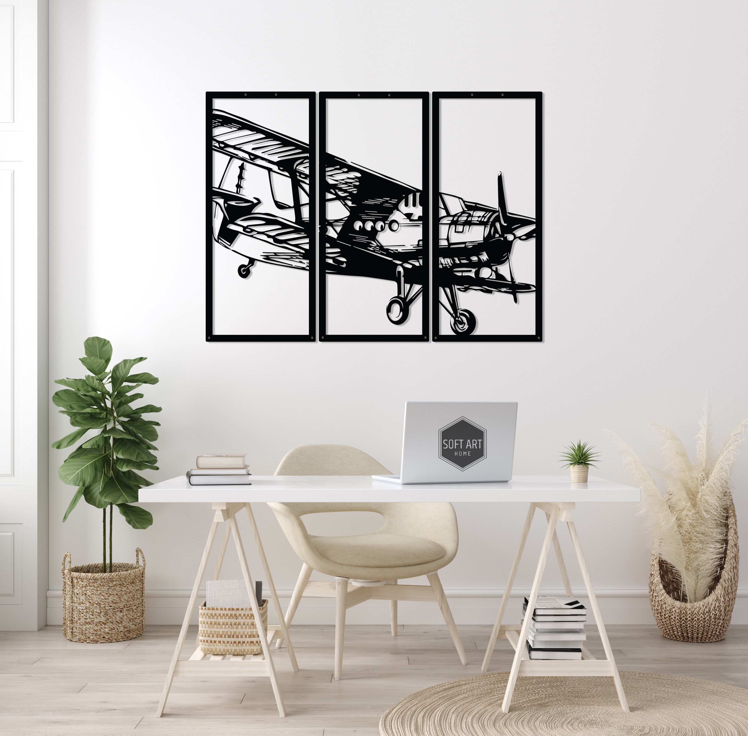 Flugzeug Metall Wandkunst 3er Set Großes Wanddekor | Etsy