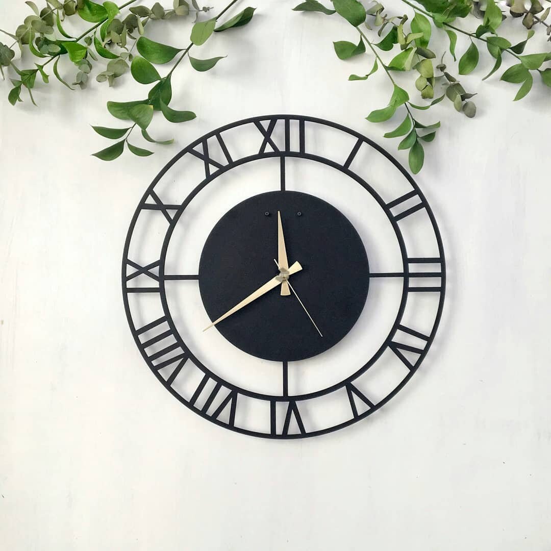 Metal Large Wall Clock Black Elegant Silent Oversize Clock Etsy
