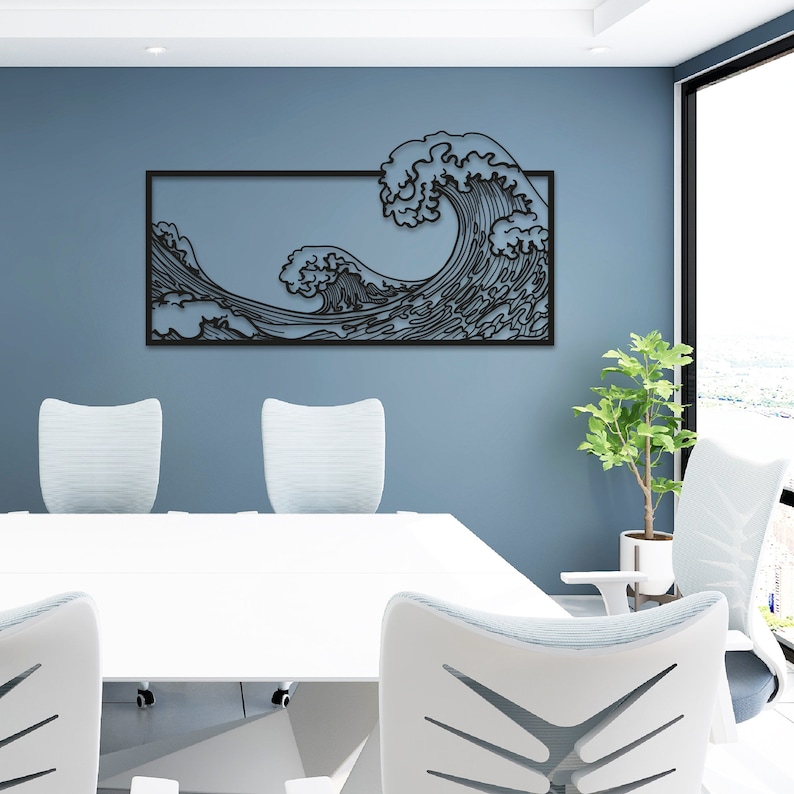 The Great Wave Metal Wall Art large Waves Metal Wall Decor Etsy