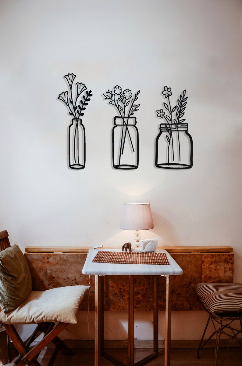 Flower in Vase Metal Wall Art Spring Flower Wall Decor Etsy