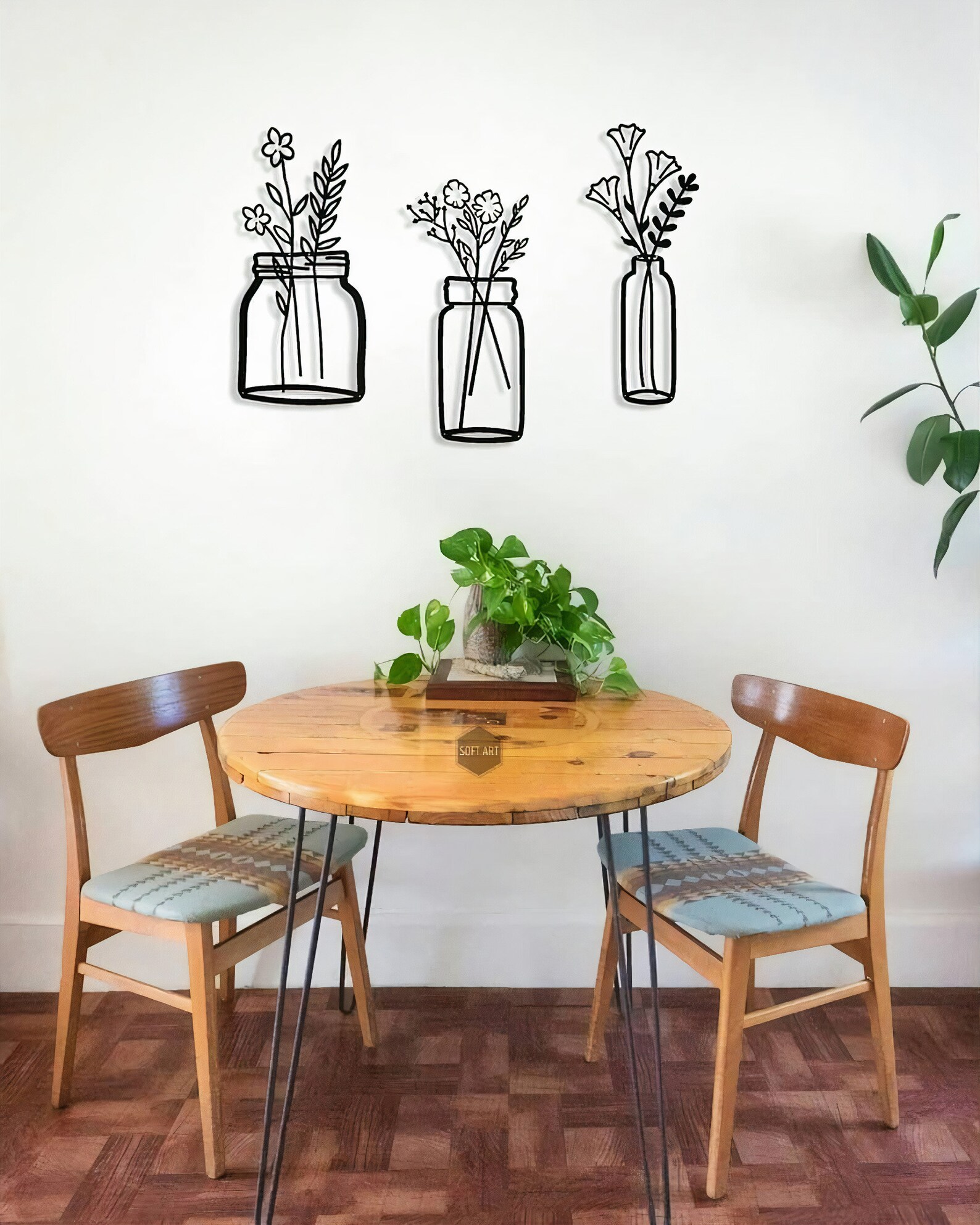 Flower in Vase Metal Wall Art Spring Flower Wall Decor Etsy