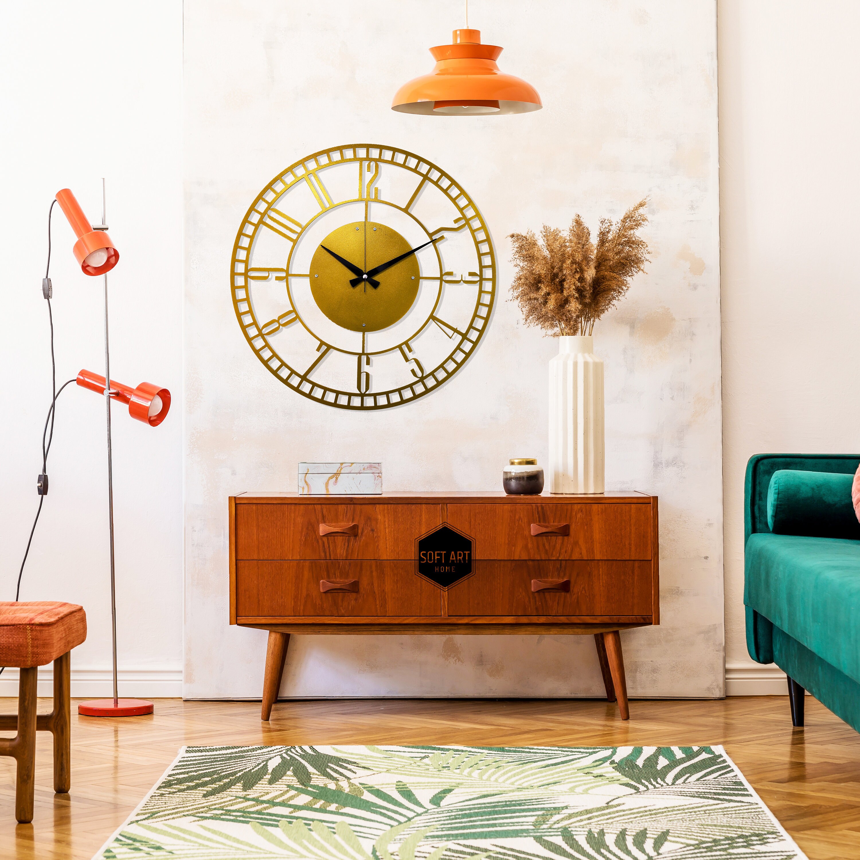 Round Gold Wall Clock for sale Only 2 left at 65