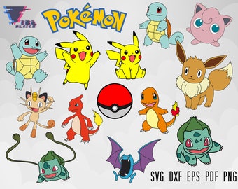 Clipart Pokemon Pikachu SVG scrapbook Vinyl decal Silhouette PNG Paper Crafts Cricut layered Cut files vector DXF Card Making