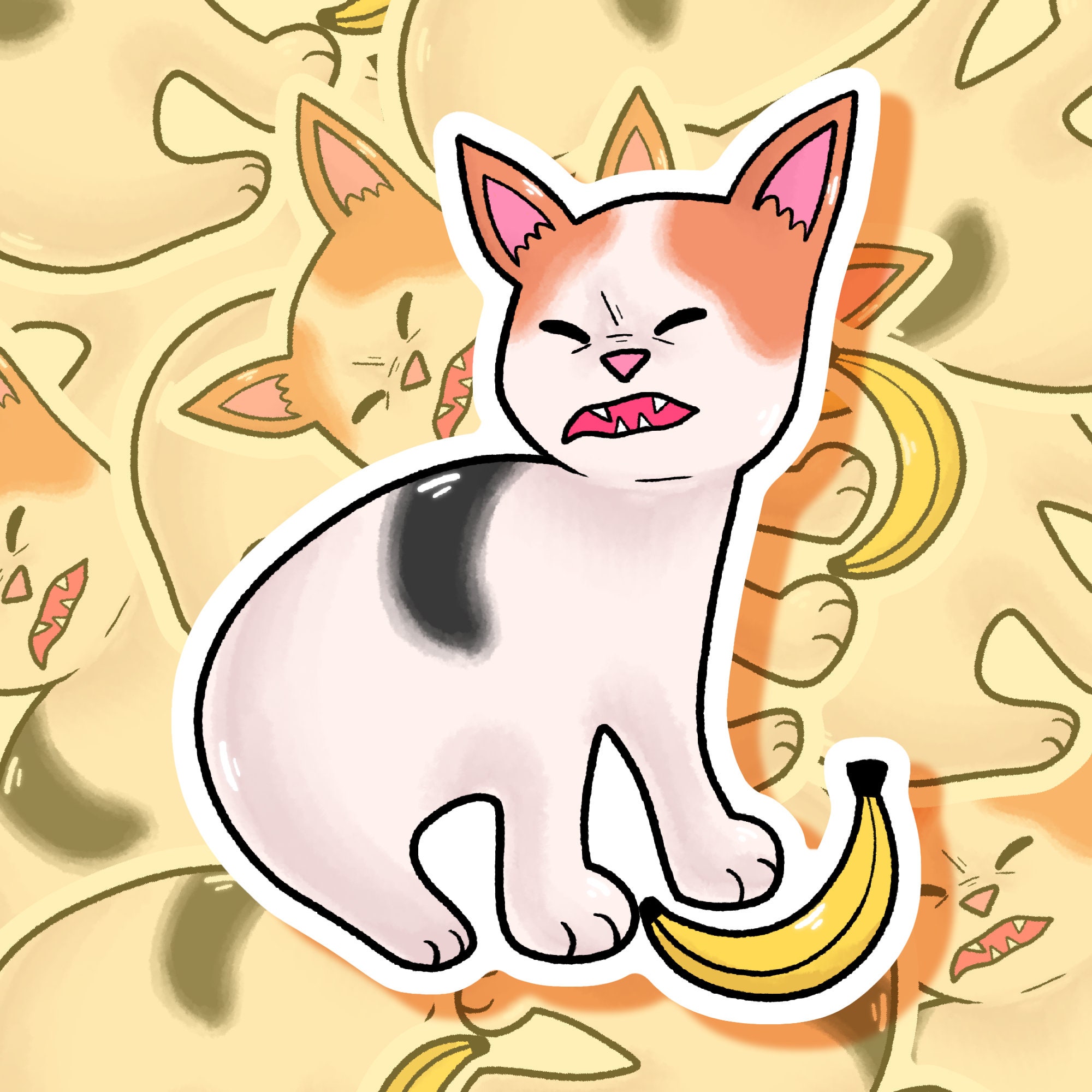 Waterproof Vinyl Cat No Banana Meme Sticker Etsy Australia