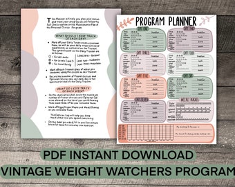 90s Weight Watchers Program Tracker, Printable Worksheet (PDF)