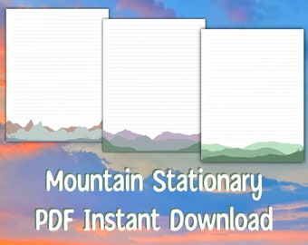 Mountain Lined Stationery for Men (PDF Instant Download)
