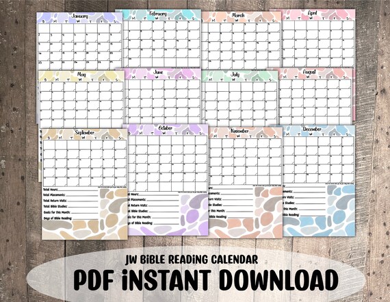 JW Bible Reading Habit Tracker Calendar PDF Download, JW.