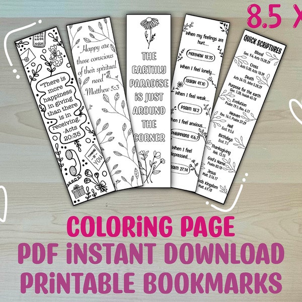 JW Bookmarks Coloring Page, PDF, Jehovah's Witness, Digital Download Printable, JW, Cut Out, Note, 8.5" x 11" Family Worship, Personal Study