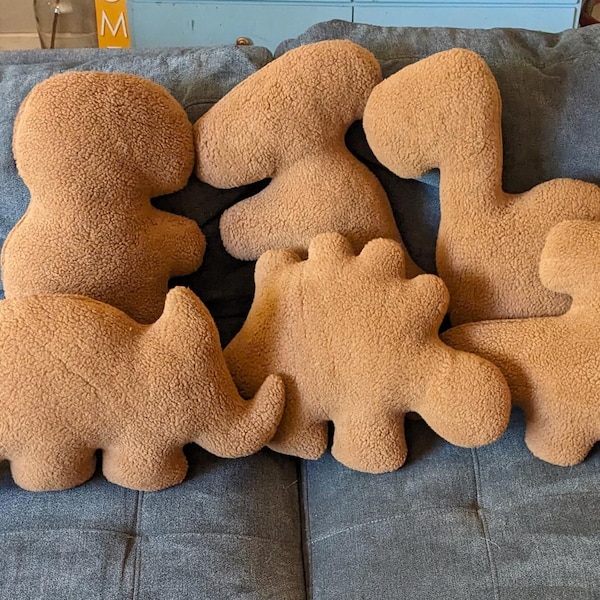 Original Large Dino Nugget Plushies, Dino Nuggie Plush, Dinosaur Plushy, Unique Throw Pillow, Home Decor, Chicken Nugget, Accent Pillow
