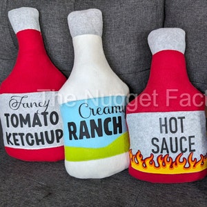 Large Sauce Couch Pillows, Ketchup Pillow, Ranch Plush, Barbeque Sauce Plushie, Dipping Sauce Throw Pillow, Room Decor, Dorm Decoration, BBQ