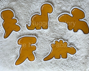 Glossy Dino Nugget Stickers, Water Resistant Dinosaur Chicken Nugget Decals, Vinyl Dino Nuggie Sticker Pack, Die Cut, Dino Nug, Small Gifts