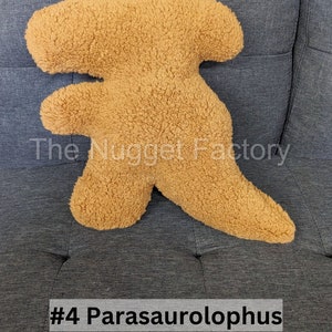 Large Dino Nuggie Couch Pillows, Dino Nugget Plush, Dinosaur Nugg Plushie, Unique Throw Pillow, Home Decor, Chicken Nugget Stuffed Animal #4 Parasaurolophus