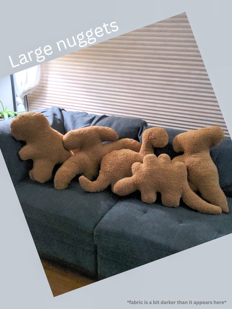 Large Dino Nuggie Couch Pillows, Large Dino Nugget Plush, Dinosaur Nugg Plushie, Unique Throw Pillow, Room Decor, Chicken Nug Stuffed Animal