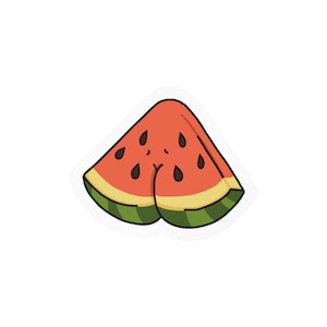 Vattenmelonrumpa-illustration Kiss-Cut vinyldekal | Söt fruktklistermärke