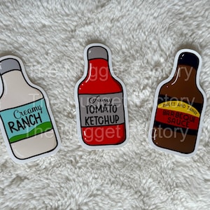 Glossy Sauce Bottle Stickers, Water Resistant Ketchup Decals, Vinyl Condiment Sticker Pack, Ranch Decals, BBQ Sauce Sticker, Barbecue Sauce