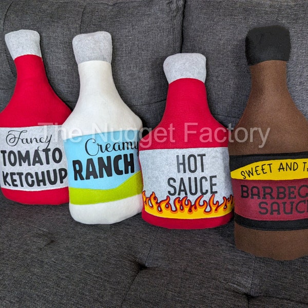 Large Sauce Couch Pillows, Ketchup Pillow, Ranch Plush, Barbeque Sauce Plushie, Dipping Sauce Throw Pillow, Room Decor, Dorm Decoration, BBQ