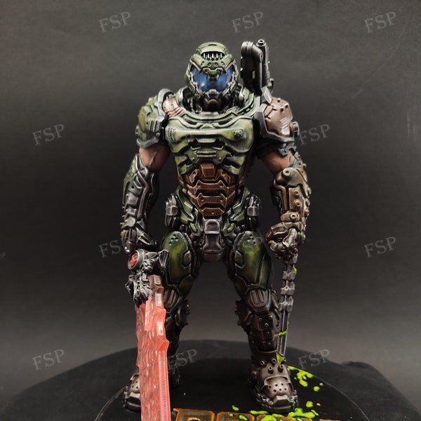 Doom Eternal Slayer 3D-geprint en met de hand geschilderd figuur, decorgeschenkbeeld