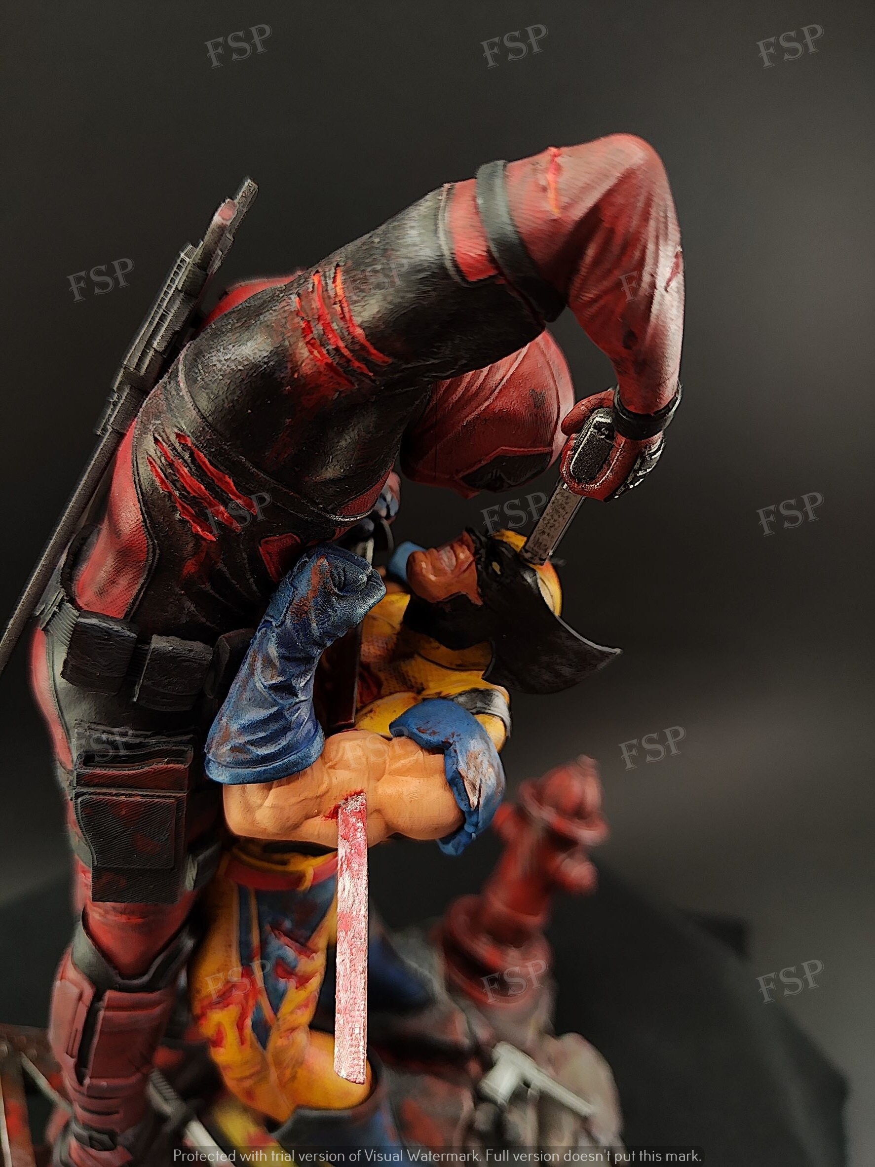 Deadpool VS Wolverine Marvel 3D Printed and Hand Painted Resin