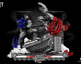 Ryu & Ken Street Fighter 3D printed and hand painted figure, unique gift statue