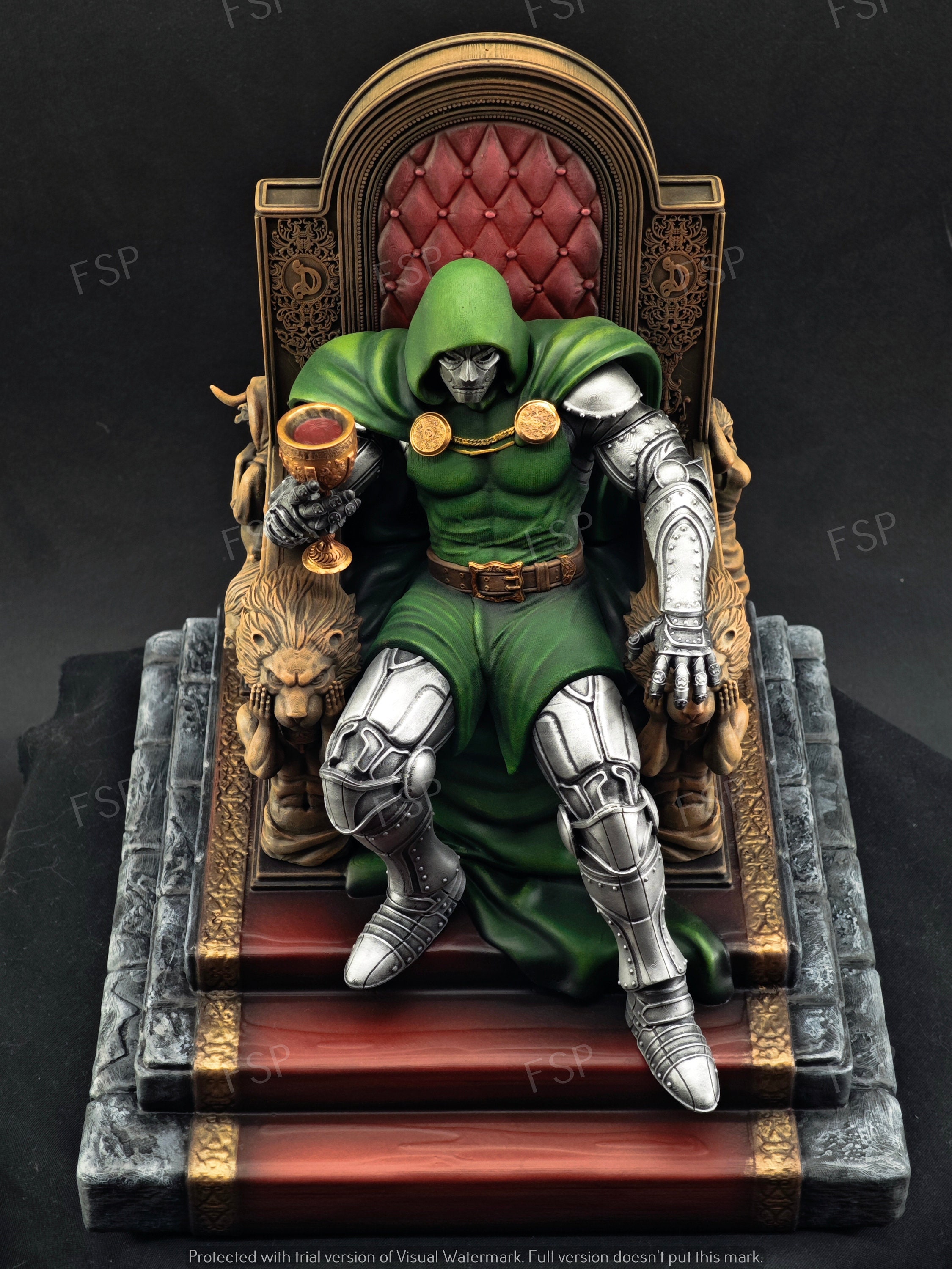 Marvel スーパーヒーローズ Dr Doom ドクタードゥーム フィギュア ドクター・ドゥーム・オン・スローン マーベル 手描き 3D