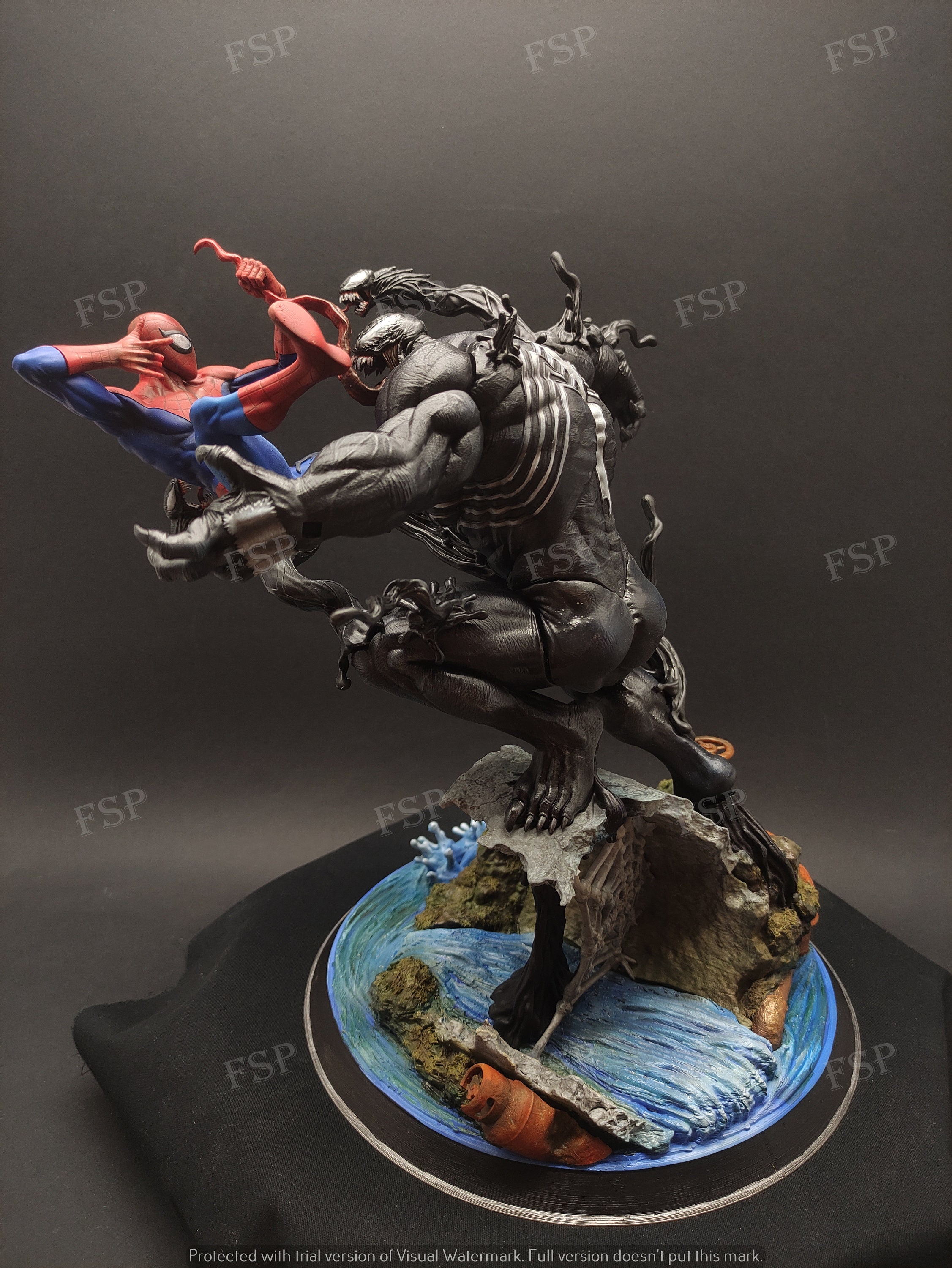 スパイダーマン VS ヴェノム マーベル 3D プリント、手描き スパイダーマン VS ヴェノム マーベル 3D プリント、手描き