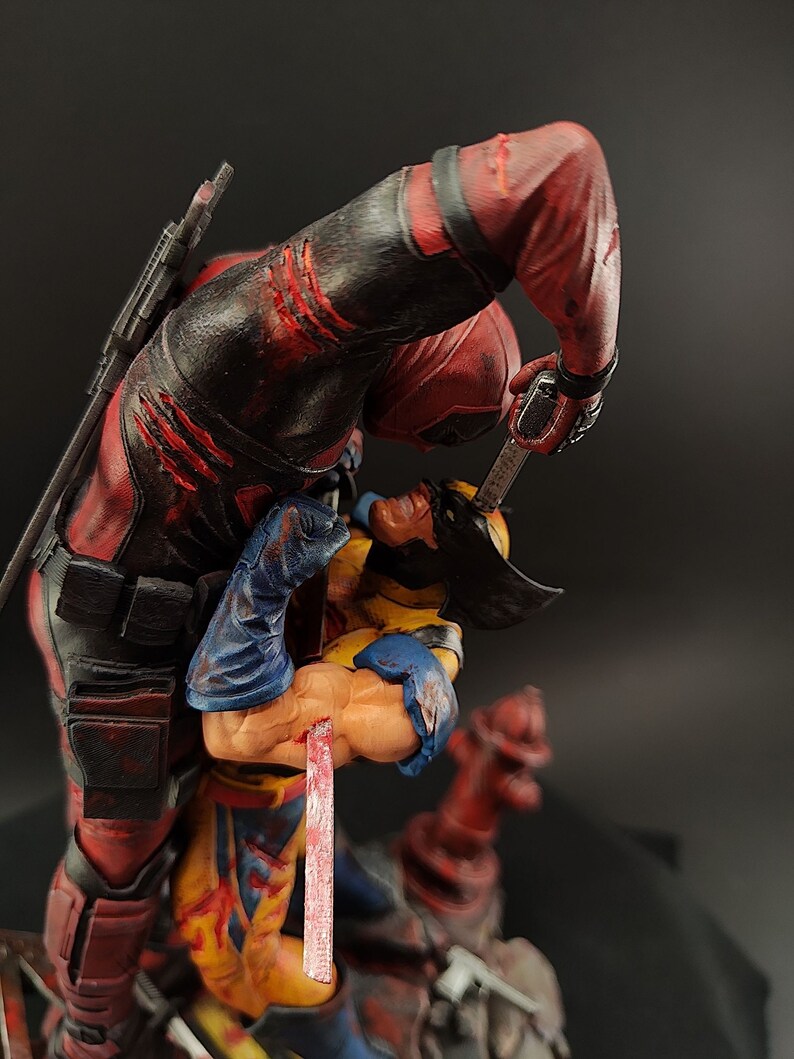 Deadpool VS Wolverine Marvel 3D Printed and Hand Painted Resin Etsy