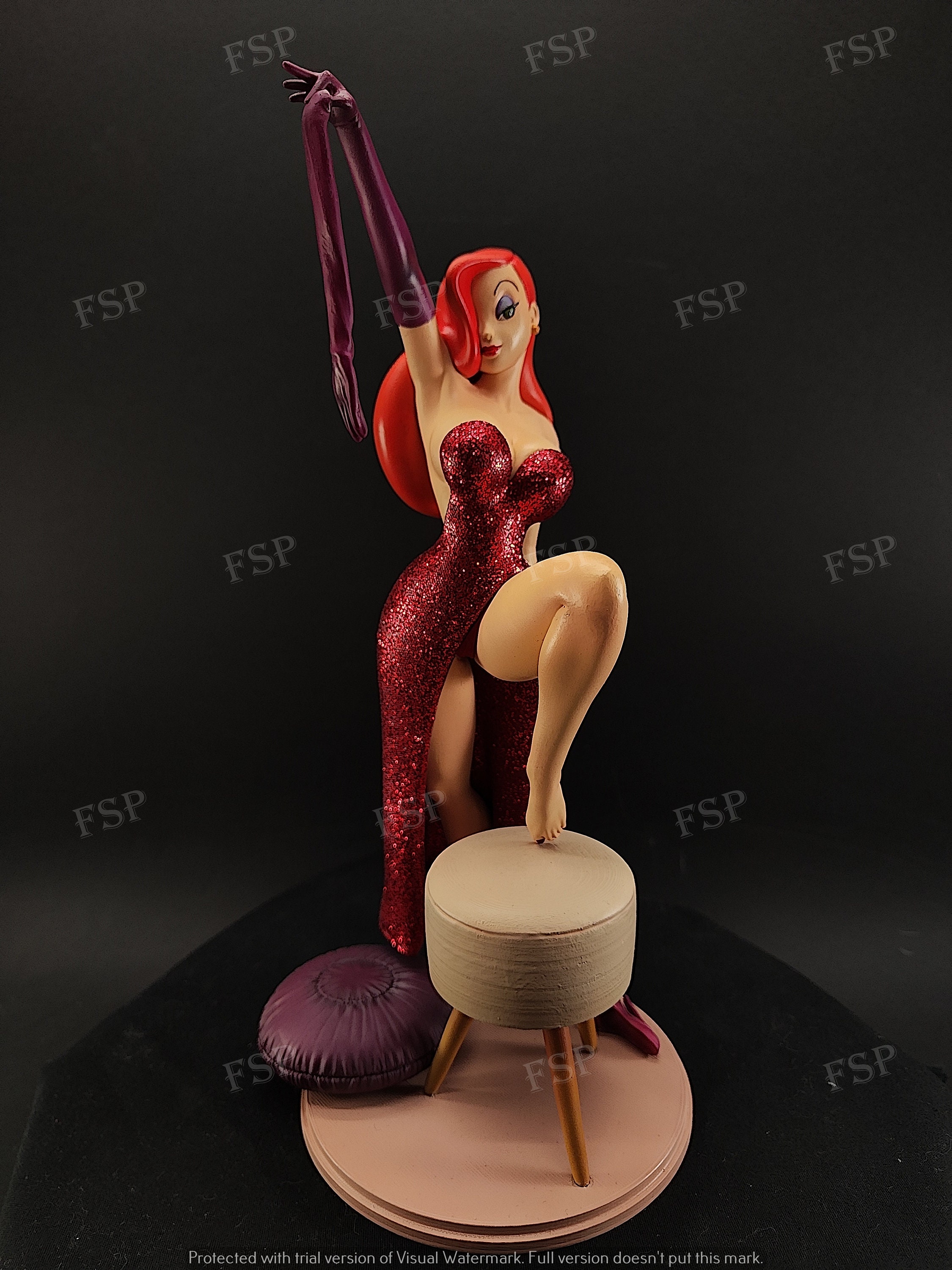 Jessica Rabbit 3D Printed and Hand Painted Figure Decor Gift