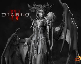 Lilith Diablo 3D printed and hand painted figure, unique gift statue