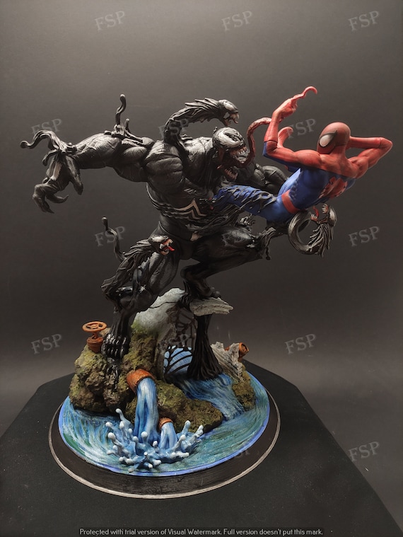 Spiderman VS Venom Marvel Figura impresa y pintada a mano en 3D, estatua de  regalo de decoración -  México