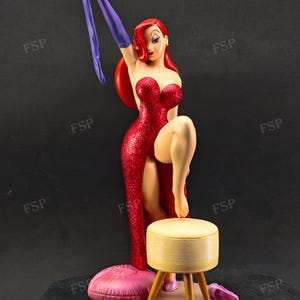 Figura stampata e dipinta a mano di Jessica Rabbit in 3D, statua regalo decorativa